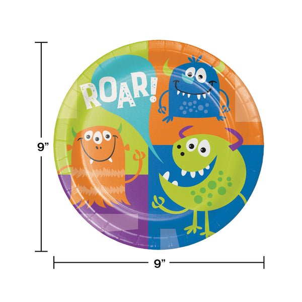 Fun Monsters Dinner Party Plates Set of 8, Monster Themed Party, Monster Party Supplies, Monster Birthday Party Decorations, Toddler Party