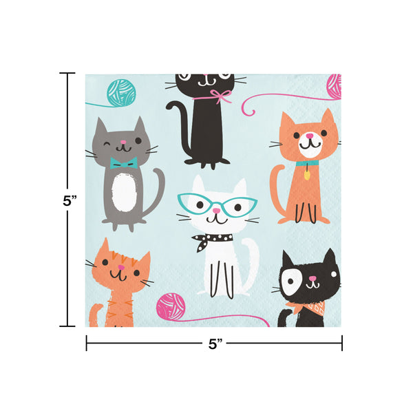 PURRFECT Party Birthday Party Beverage Napkins, Cat Party Supplies, Kitty Party, Cat Napkins, Kitty Cat Birthday