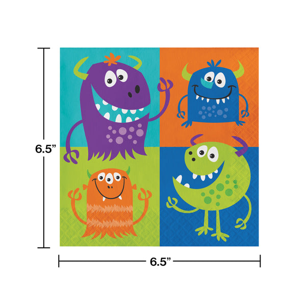 Fun Monsters Party Napkins Set of 16, Monster Themed Party, Monster Party Supplies, Monster Birthday Party Decorations, Toddler Party