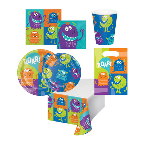 Fun Monsters Party Pack, Plates, Napkins, Cups, Tablecloth,  Monster Party Supplies, Monster Themed Birthday Party Decorations