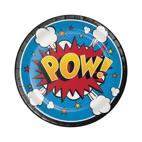 Superhero Slogans Party Cake Plates Set of 8, Superhero Theme, Superhero Party Supplies, Superhero Birthday Party Decorations, Superhero Party