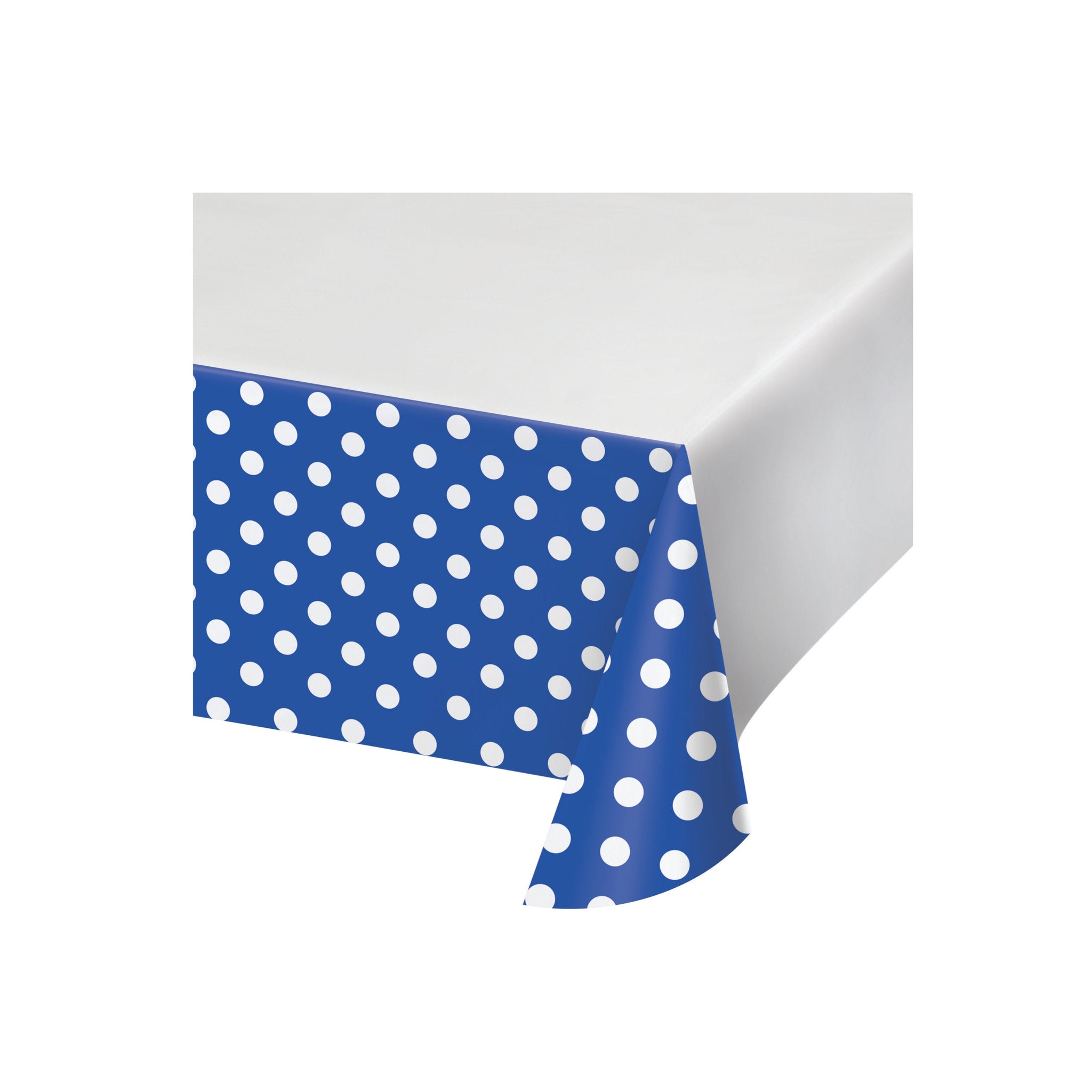 Party Tablecover |Dots and Stripes | Cobalt Blue with White Dots | Plastic Tablecover | Disposable Tablecover | All Occasion Party