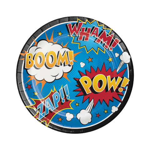 Superhero Slogans Party Plates Set of 8, Superhero Theme, Superhero Party Supplies, Superhero Birthday Party Decorations, Superhero Party