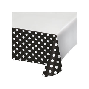 Party Tablecover |Dots and Stripes | Black with White Dots | Plastic Tablecover | Disposable Tablecover | All Occasion Party