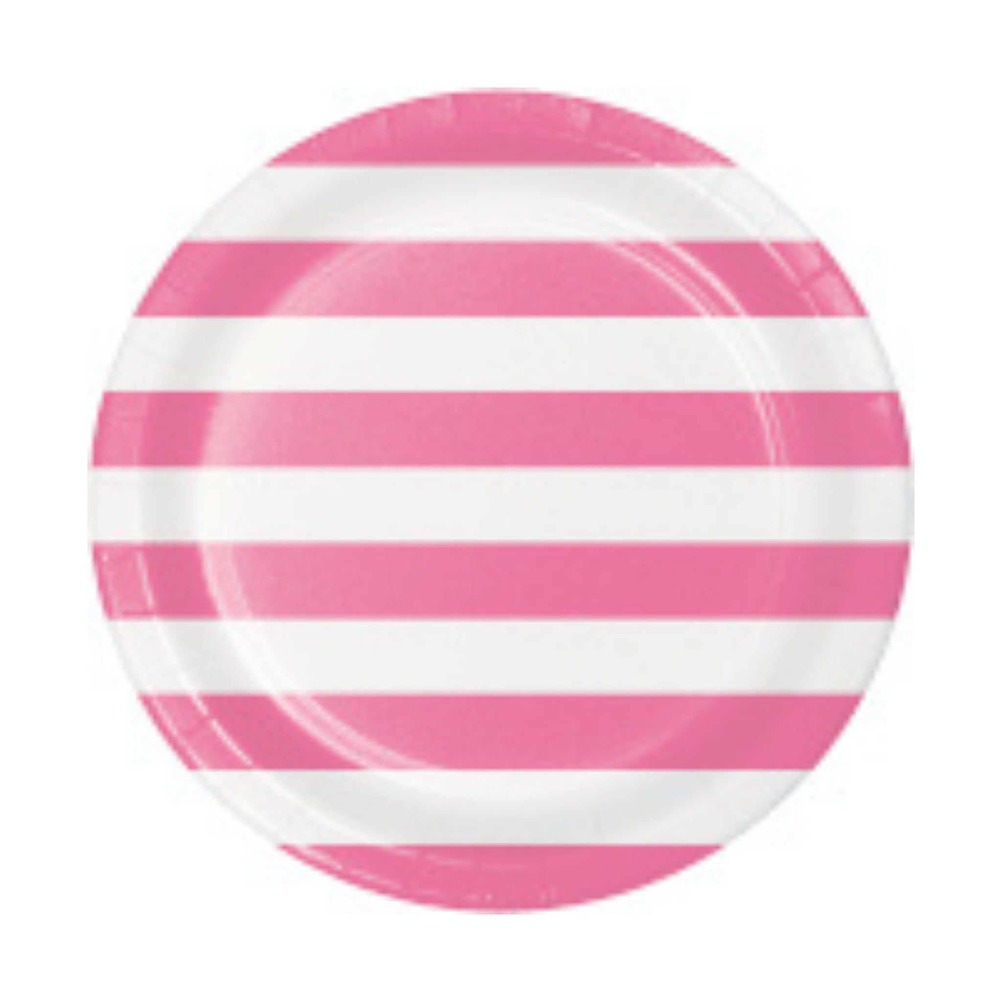 Party Plates |Dots and Stripes | Candy Pink Stripe 9” Plates | Dinner Plates | 8 Premium Quality Plates | Paper Plates | All Occasion Party