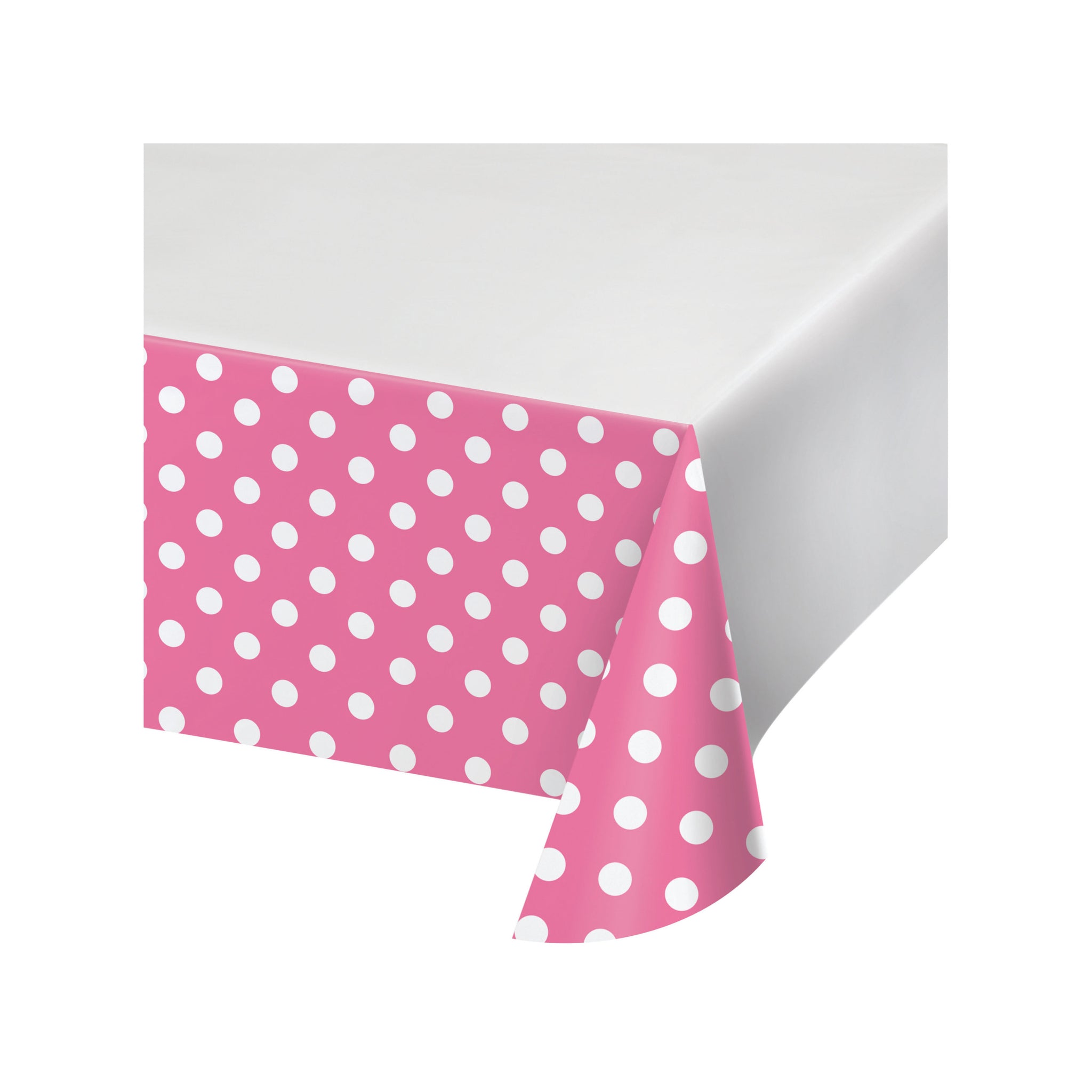 Party Tablecover |Dots and Stripes | Candy Pink with White Dots | Plastic Tablecover | Disposable Tablecover | All Occasion Party