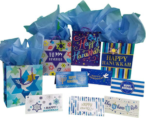 Hanukkah Gift Bags, Hanukkah Money Holder Cards, Coordinating Tissue Paper, Jewish Holiday, Festival of Lights