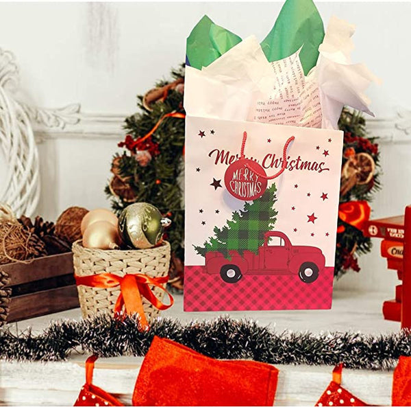 Christmas Gift Bags, Truck with Tree Design, Coordinating Tissue Paper,  Shirt Gift Boxes, Rustic Christmas, Holiday Gift Wrap, Holiday Bags