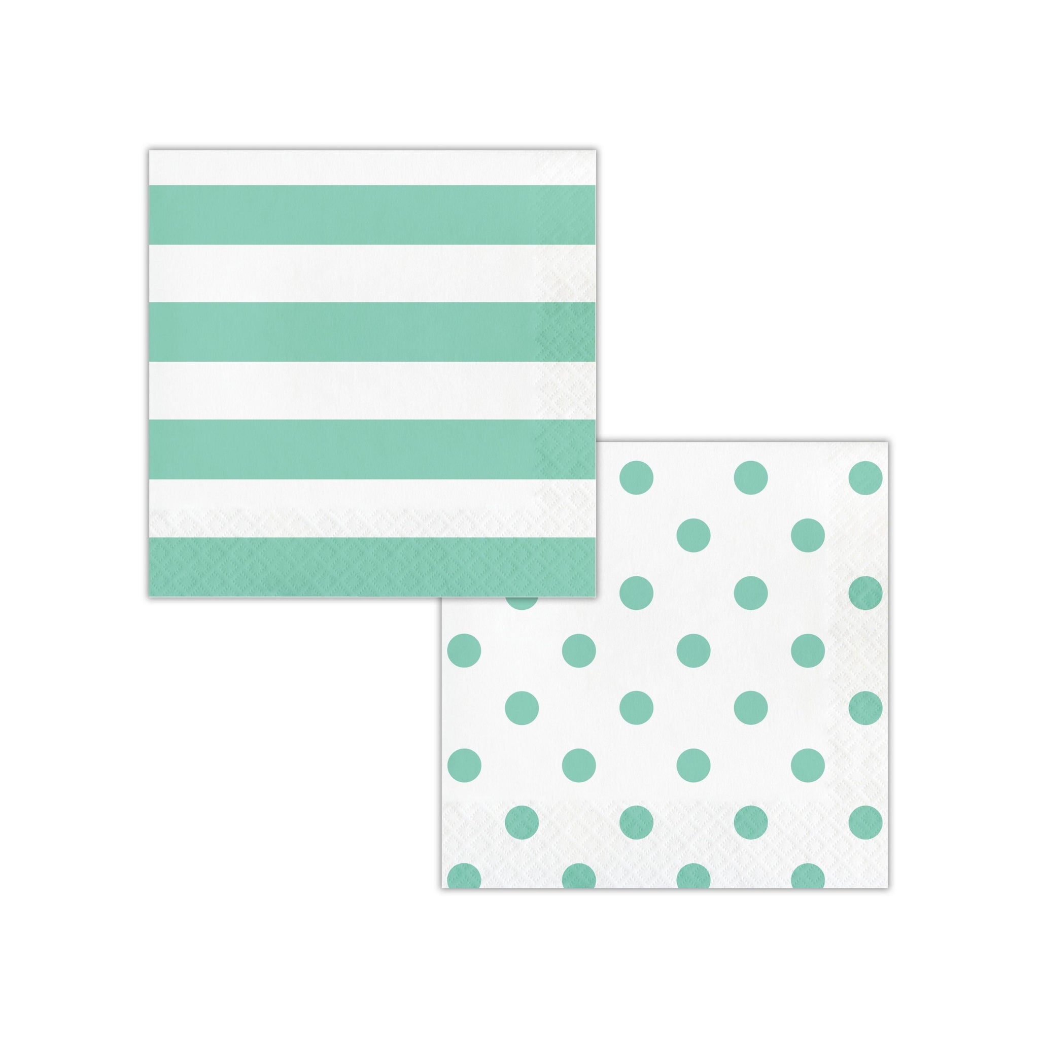 Party Lunch Napkins, Mint Polka Dot Napkins, Mint and White Stripes Napkins, All Occasion Party, Shower Decorations, Hen Party, Birthday Decor