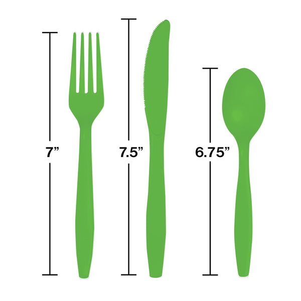 Fresh Lime Party Cutlery, 18pc Plastic Cutlery Set, Plastic Spoons Knives Forks, Disposable Cutlery, Birthday, Wedding, Shower, Hen Party