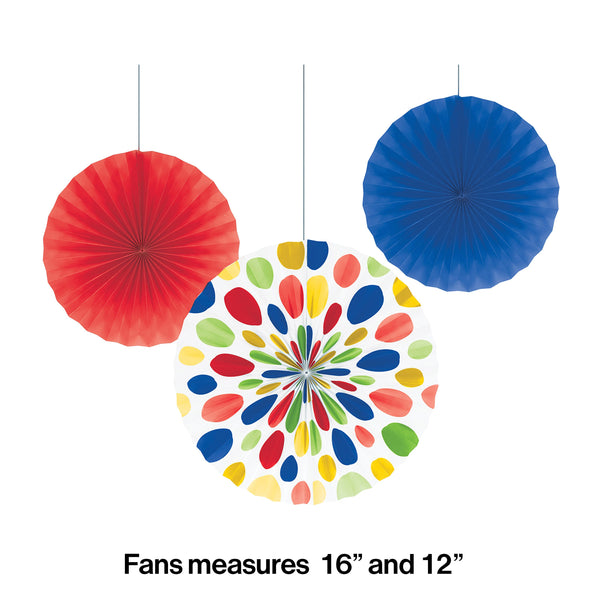 Multicolor Paper Fan Decorations, Set of 3 Honeycomb Tissue Paper Party Fans, Paper Flowers, Paper Rosette Fan, Wall Decor, Paper Pinwheel