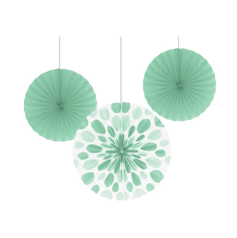 Fresh Mint Paper Fan Decorations, Set of 3 Honeycomb Tissue Paper Party Fans, Paper Flowers, Paper Rosette Fan, Wall Decor, Paper Pinwheel