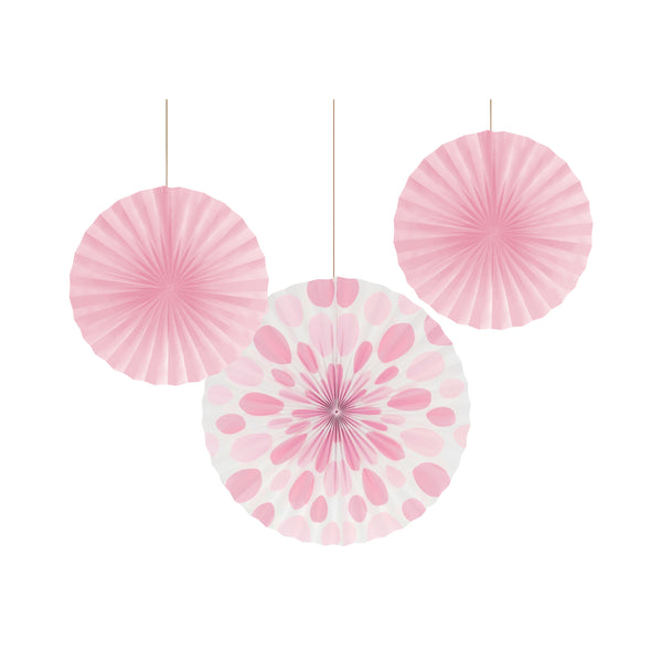 Classic PInk Paper Fan Decorations, Set of 3 Honeycomb Tissue Paper Party Fans, Paper Flowers, Paper Rosette Fan, Wall Decor, Paper Pinwheel