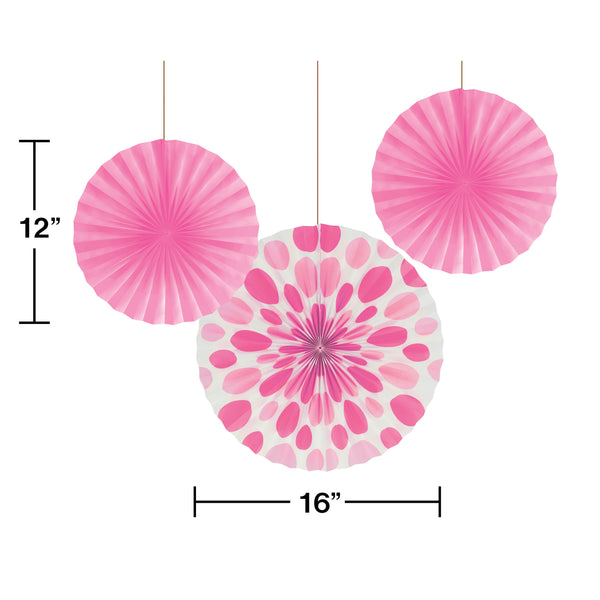 Candy PInk Paper Fan Decorations, Set of 3 Honeycomb Tissue Paper Party Fans, Paper Flowers, Paper Rosette Fan, Wall Decor, Paper Pinwheel