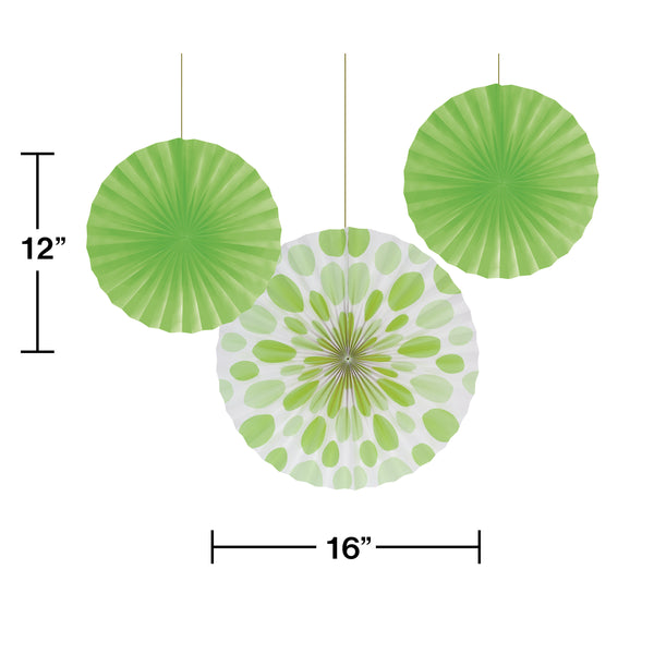 Fresh Lime Paper Fan Decorations, Set of 3 Honeycomb Tissue Paper Party Fans, Paper Flowers, Paper Rosette Fan, Wall Decor, Paper Pinwheel