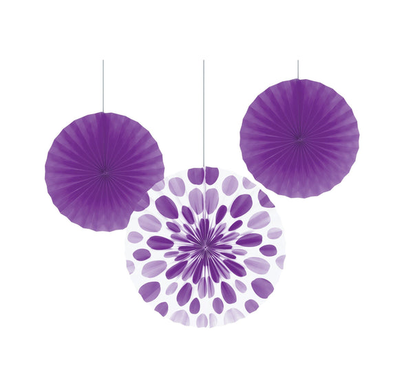 Amethyst Paper Fan Decorations, Set of 3 Honeycomb Tissue Paper Party Fans, Paper Flowers, Paper Rosette Fan, Wall Decor, Paper Pinwheel