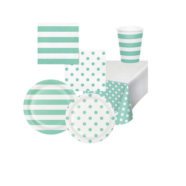 Party Tableware Set, Mint Polka Dot Napkins, Mint Paper Plates, Sweet 16 Decoration for Girl, Shower Decorations, Hen Party, Birthday