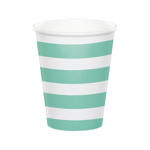 Party Cups, Mint Polka Dot Cups, Mint and White Stripes Paper Cups, All Occasion Party, Shower Decorations, Hen Party, Birthday Decor