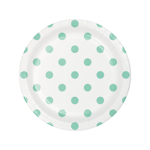 Party Plates, Mint Polka Dot Plates, Mint and White Stripes Paper Plates, All Occasion Party, Shower Decorations, Hen Party, Birthday Decor