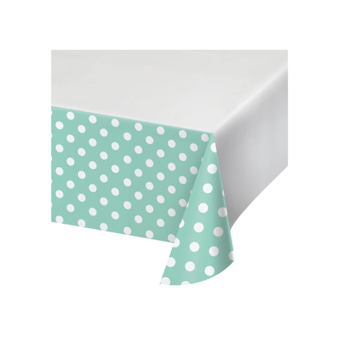 Party Tablecover, Mint Polka Dot Decor, Mint and White Stripes Tableware, All Occasion Party, Shower Decorations, Hen Party, Birthday Decor