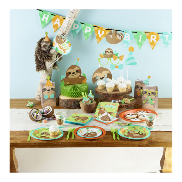 Sloth Party Pack, Plates, Napkins, Cups, Tablecloth,  Sloth Party Supplies, Sloth Themed Birthday Party Decorations, Sloth Shower Decor