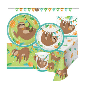 Sloth Party Pack, Plates, Napkins, Cups, Tablecloth,  Sloth Party Supplies, Sloth Themed Birthday Party Decorations, Sloth Shower Decor