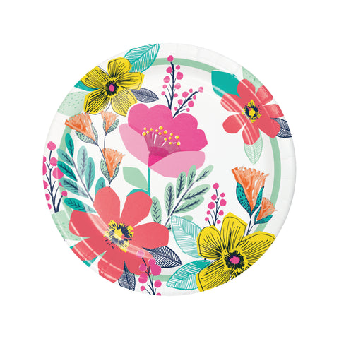 Floral Paper Plates, Tea Party Tableware, Bridal Shower Décor, Contemporary Floral Theme, Luau Party, Garden Party Decor, Boho Party