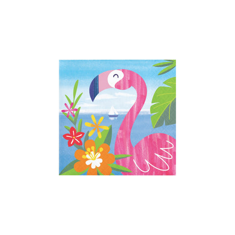 Lush Luau Party Napkins, 16 Beverage Napkins, Aloha Party Tableware, Summer Party Décor, Luau Party Supplies, Toucans and Flamingos Theme