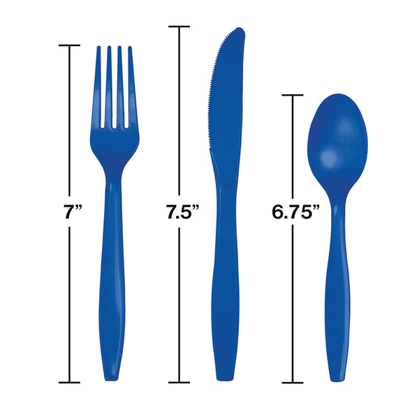 Cobalt Blue Party Cutlery, 18pc Plastic Cutlery Set, Plastic Spoons Knives Forks, Disposable Cutlery, Birthday, Wedding, Shower, Hen Party