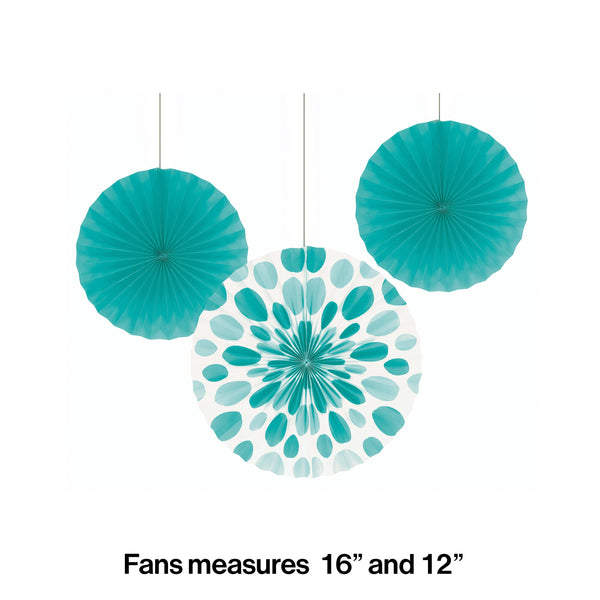 Teal Paper Fan Decorations, Set of 3 Honeycomb Tissue Paper Party Fans, Paper Flowers, Paper Rosette Fan, Wall Decor, Paper Pinwheel