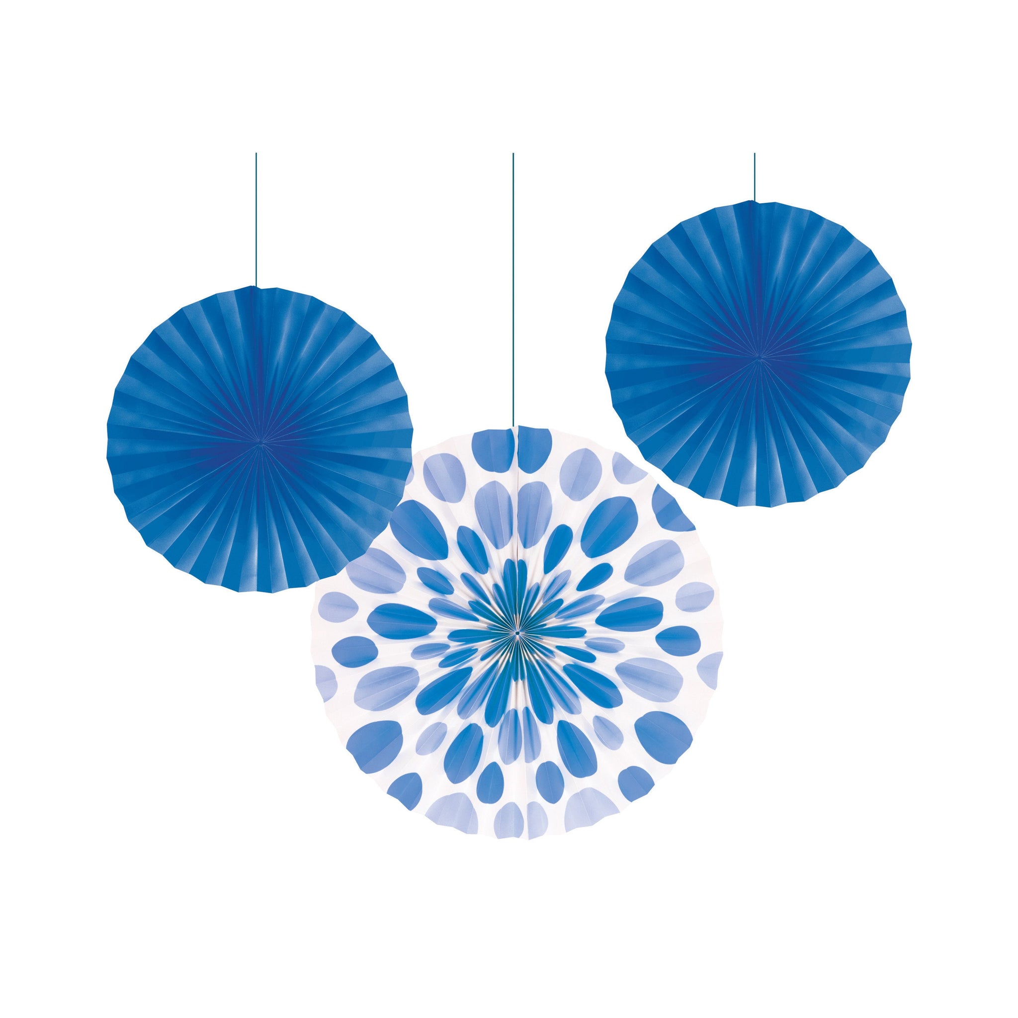 Cobalt Blue Paper Fan Decorations, Set of 3 Honeycomb Tissue Paper Party Fans, Paper Flowers, Paper Rosette Fan, Wall Decor, Paper Pinwheel