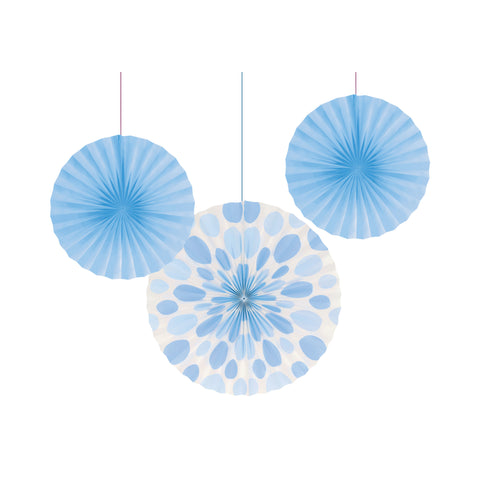 Pastel Blue Paper Fan Decorations, Set of 3 Honeycomb Tissue Paper Party Fans, Paper Flowers, Paper Rosette Fan, Wall Decor, Paper Pinwheel