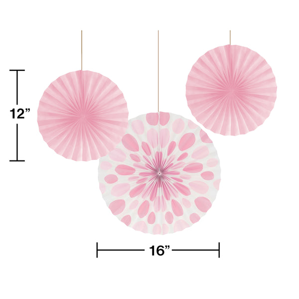 Classic PInk Paper Fan Decorations, Set of 3 Honeycomb Tissue Paper Party Fans, Paper Flowers, Paper Rosette Fan, Wall Decor, Paper Pinwheel