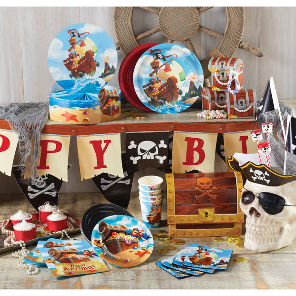 Pirate Party Plates, Pirate Party Décor, Pirate Treasure Birthday, Jolly Roger Theme, Pirate Ship Birthday, Skull and Crossbones, Ahoy Matey