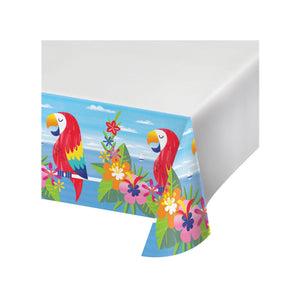 Lush Luau Tablecover, Aloha Tableware, Summer Party Décor, Luau Party Supplies, Toucans and Flamingos